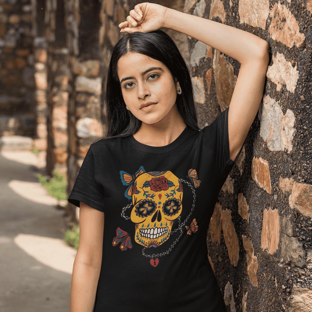 Butterfly Sugar Skull Unisex Short-Sleeve T-Shirt image 3
