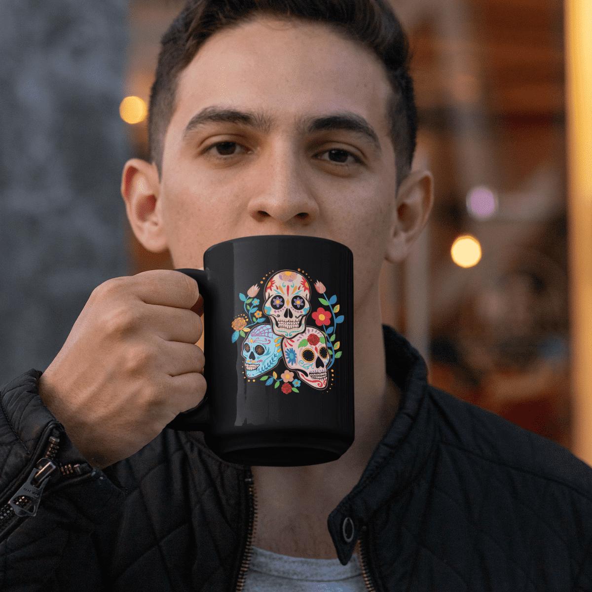Seasons of the Skulls Spring Skull 15 oz. Black Mug image 3