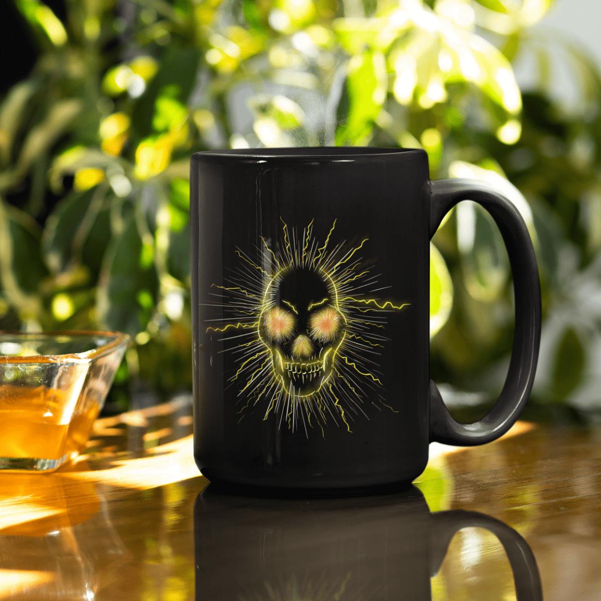 Seasons of the Skulls Summer Yellow  Skull  15 oz. Black Mug image 1