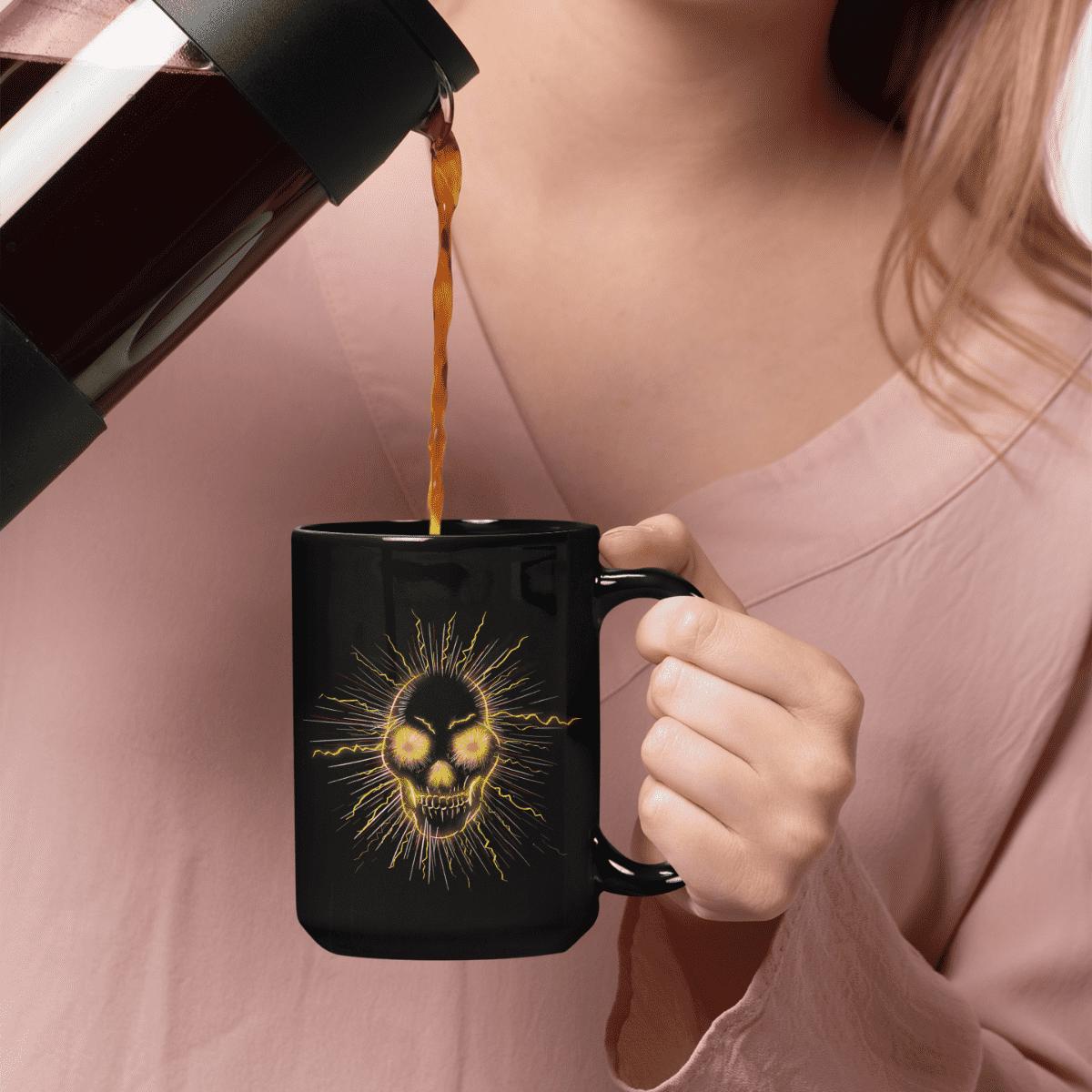 Seasons of the Skulls Summer Yellow  Skull  15 oz. Black Mug image 2